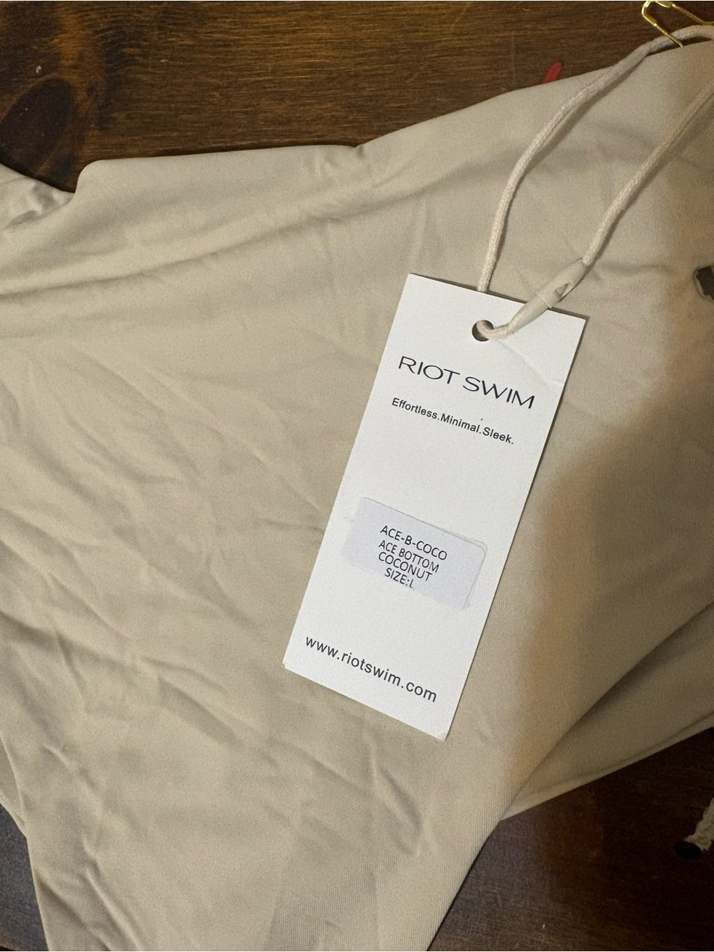 NWT Riot Swim Beige Swim bottom
Gold Ring Details size large - Picture 2 of 5
